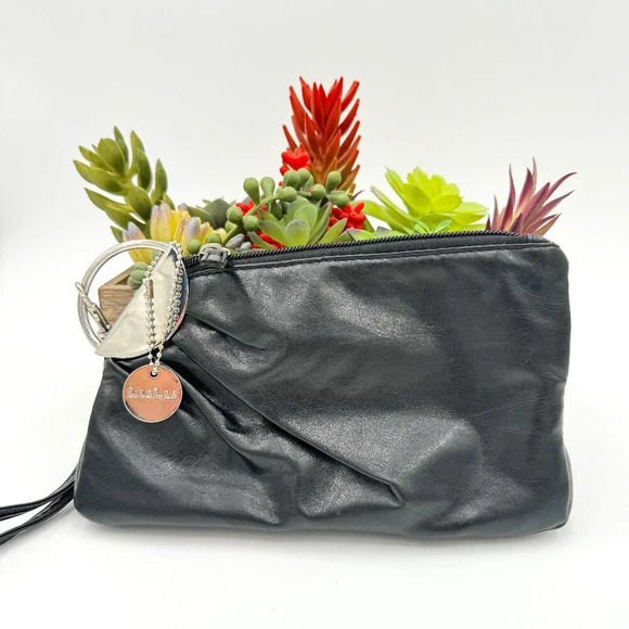 Lulu NYC Black Faux Leather Wristlet Clutch - Picture 2 of 3